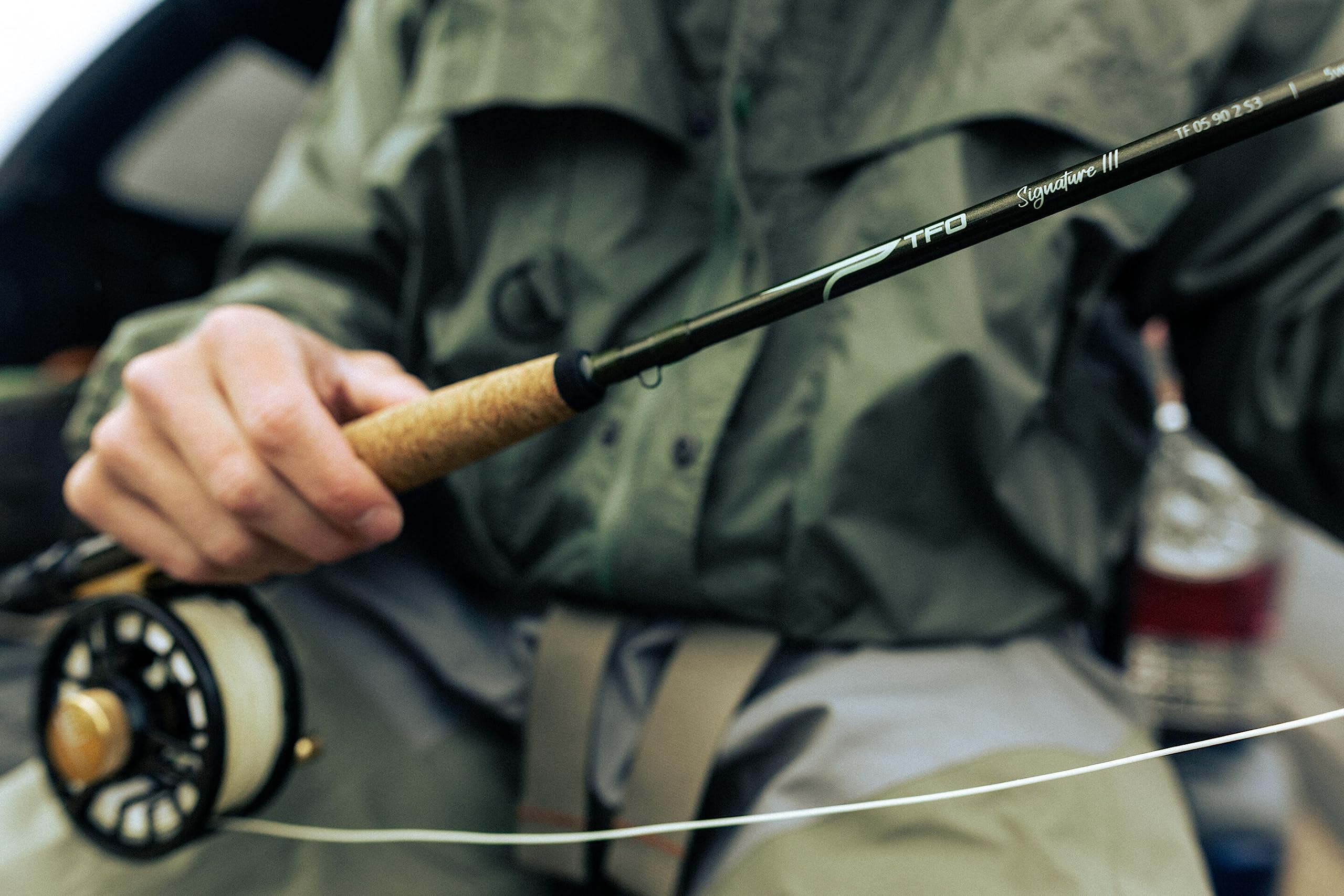 Temple Fork Outfitters Signature 7wt green blank close-up highlights aesthetics and smooth line travel.