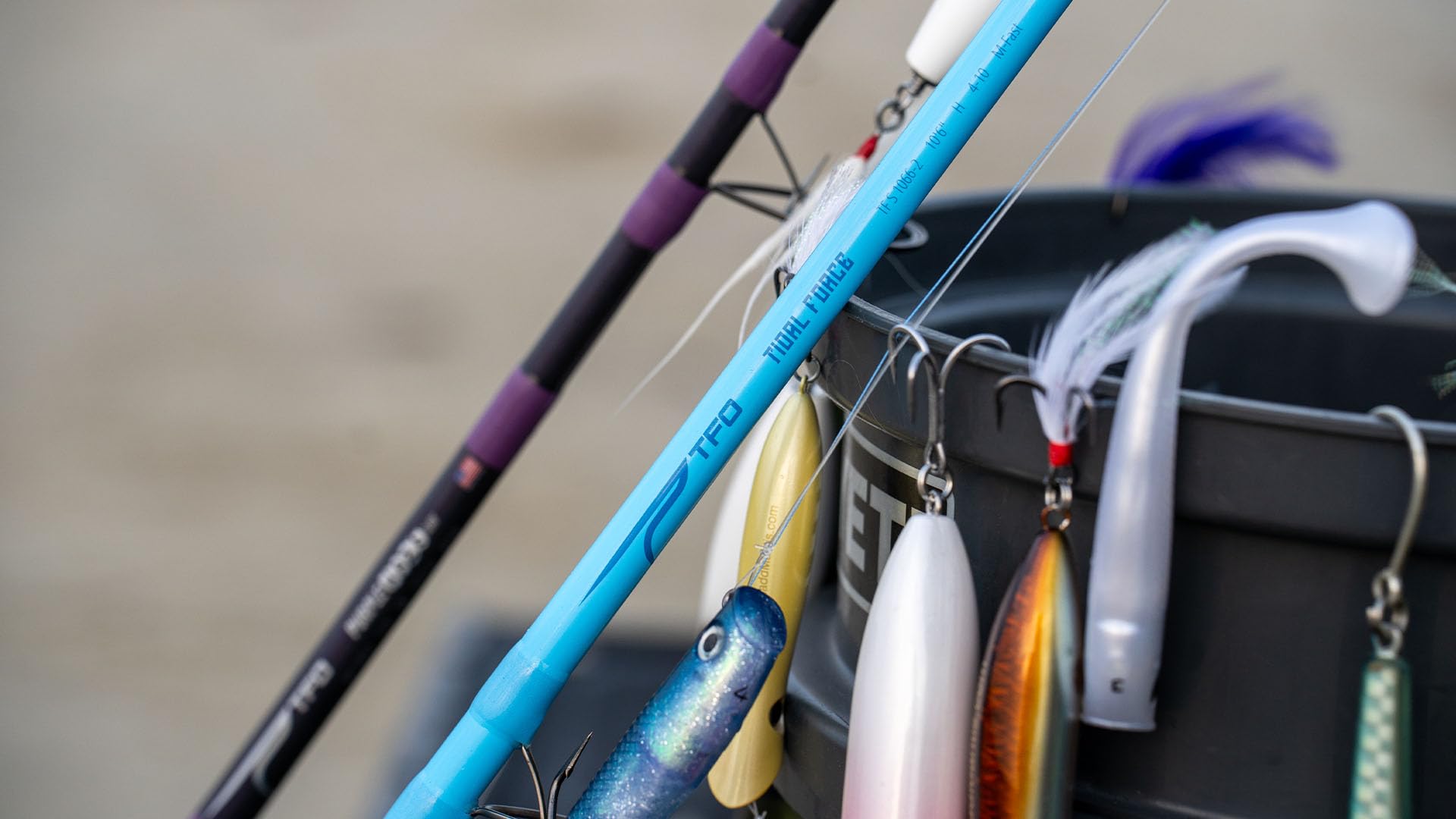 Temple Fork Outfitters tidal-force-surf-rod in action along coast with surf fish