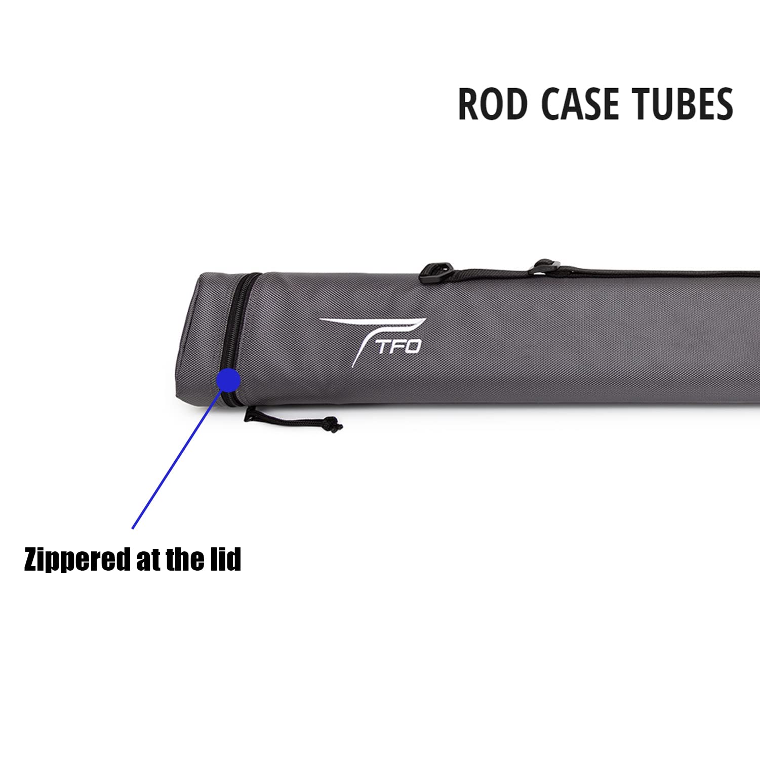 Temple Fork Outfitters triangular rod case open, revealing roomy interior for reels and rods.