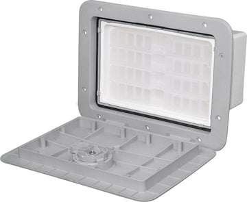 Tempress 1115 Cam tackle hatch exterior view in dark gray for rugged marine use