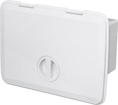Tempress White 1115 Cam Tackle Hatch storage boxes secured for on-deck organization