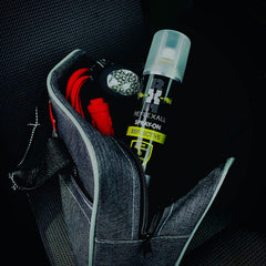 Fabric glows under headlights after Ten Seconds Reflective Spray application.