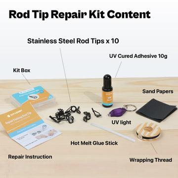 Ten stainless steel rod tiptops included
