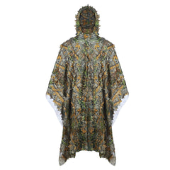 Tencen Ghillie Poncho 3D leaf camouflage blends with forest foliage for concealment