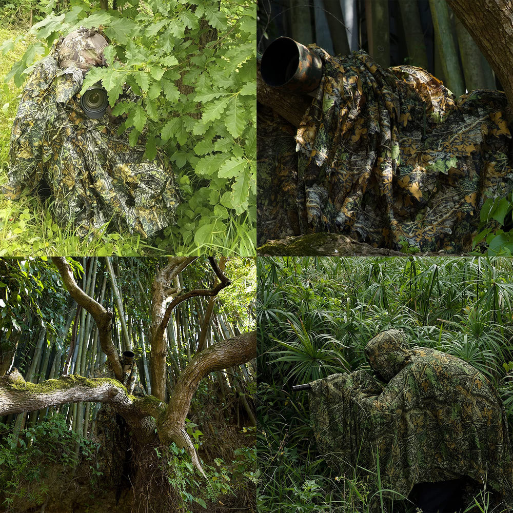 Ideal for hunting and birdwatching with Tencen ghillie poncho in natural settings
