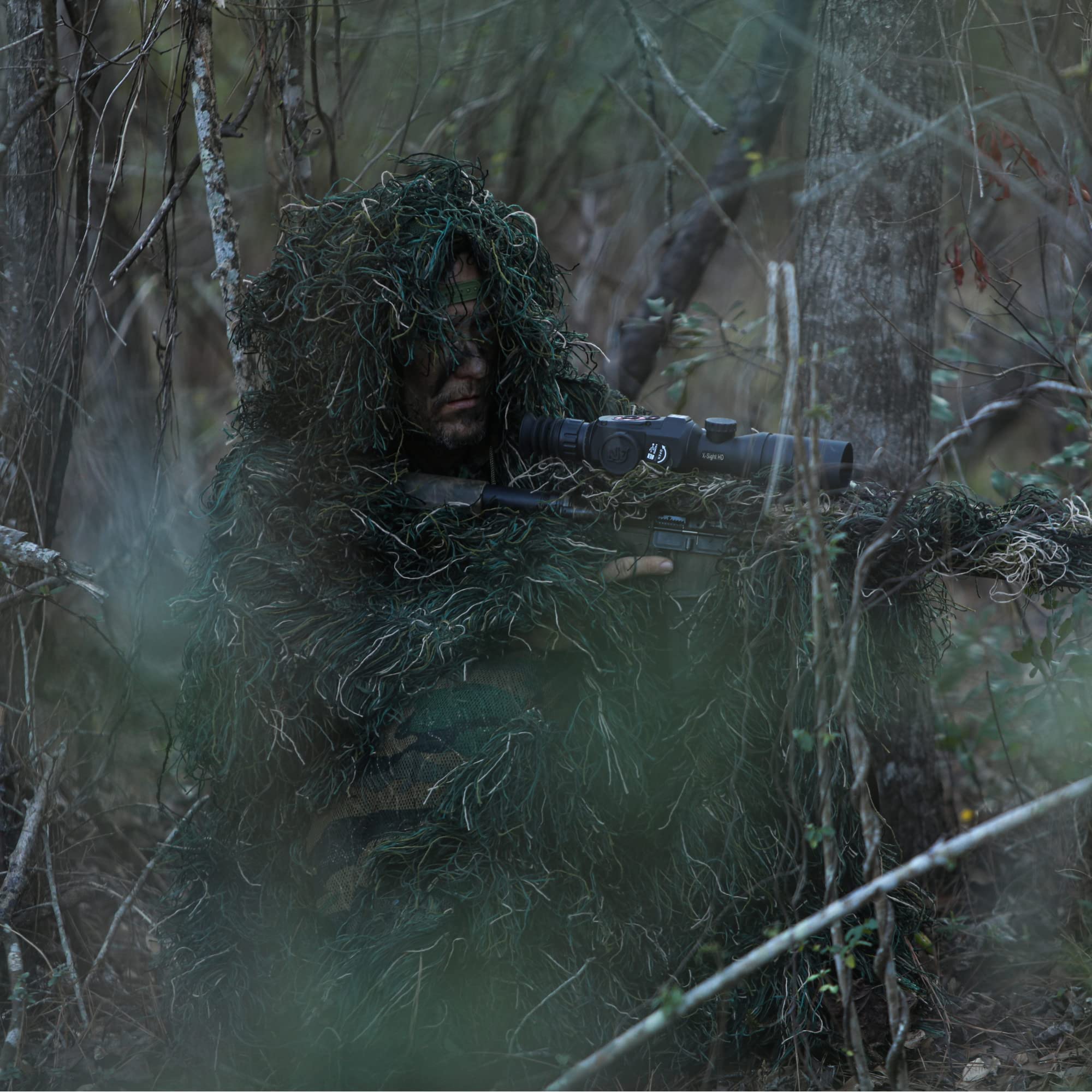 Tencen Ghillie poncho reinforced stitching prevents yarn shedding