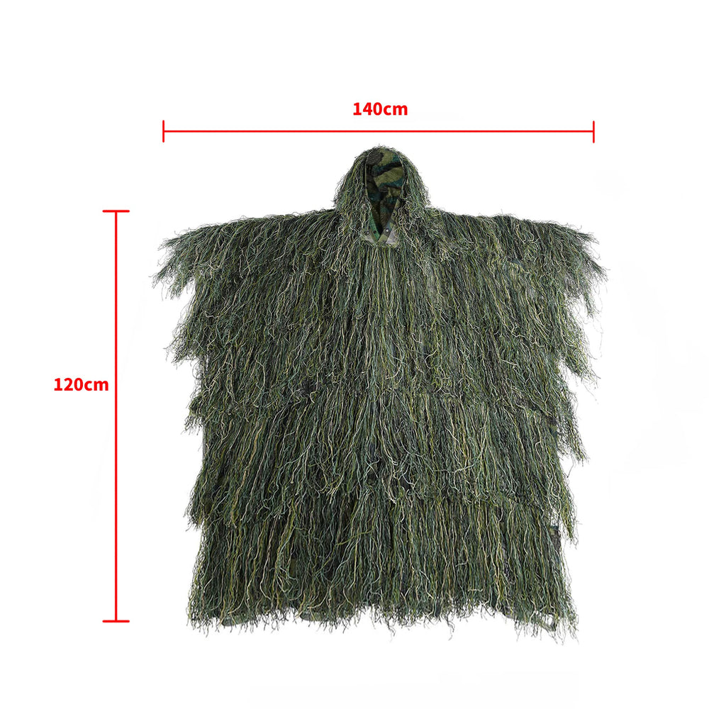 Tencen Ghillie poncho woodland pattern camo blends into forest environments