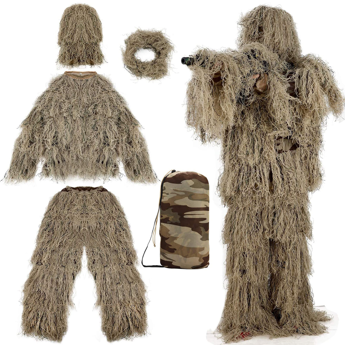Tencen ghillie suit jacket for versatile concealment in outdoor terrain.