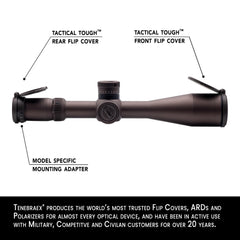 Tenebraex flip-up cover for Razor HD Gen II 4.5-27x56 closed for protection