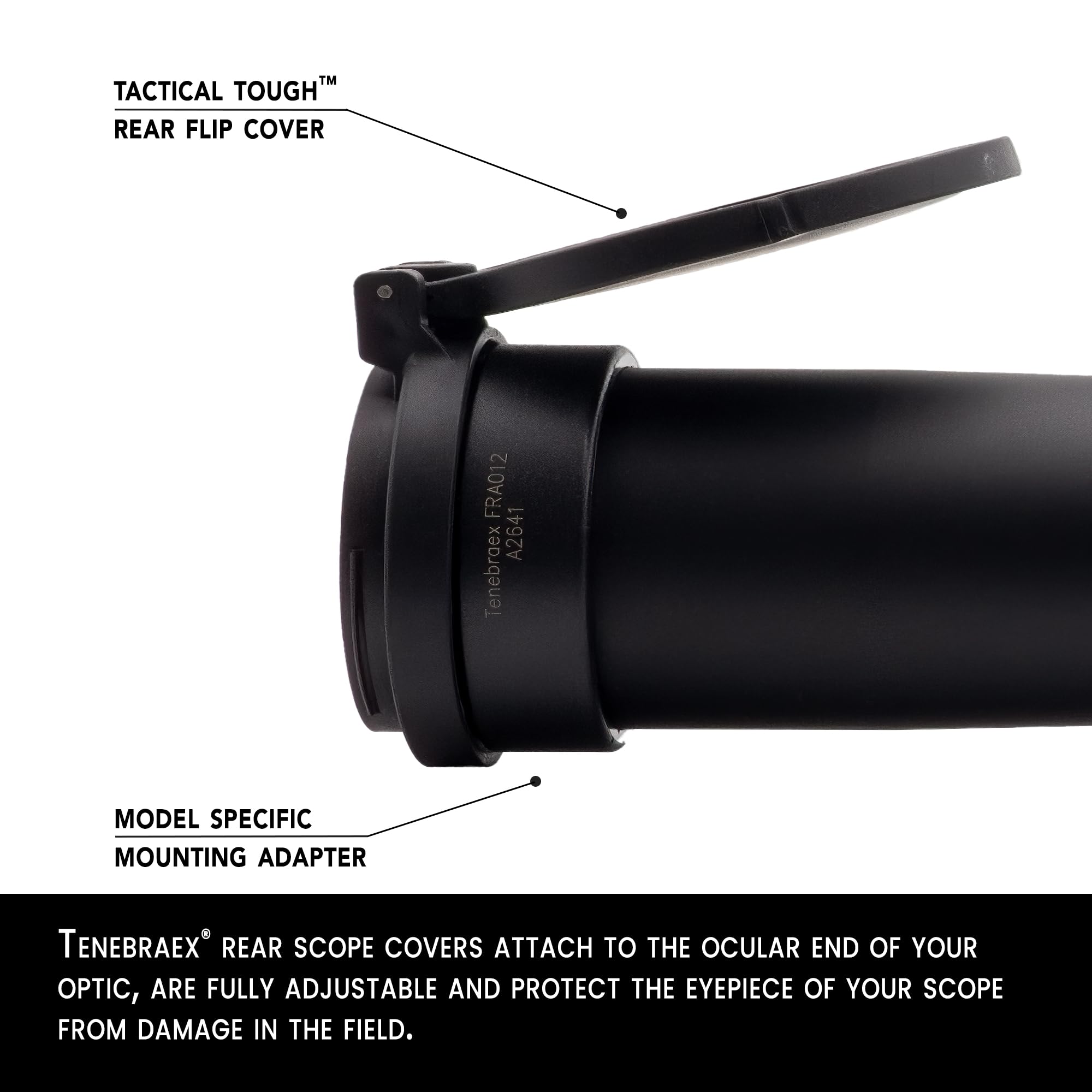 Tenebraex ocular flip cover rear view enables fast lens access.
