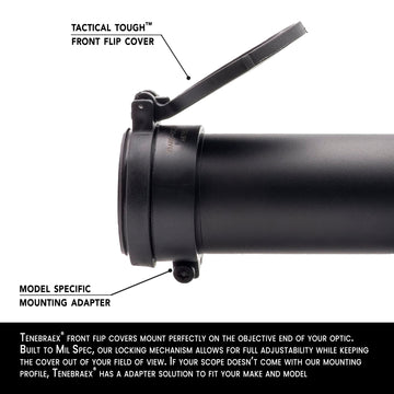 Tenebraex ocular flip-up cover closed, protecting optics in rugged environments.