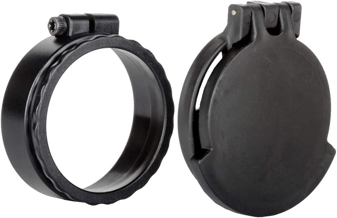 Tenebraex ocular flip-up cover in closed position protecting scope lens in rugged field use
