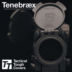Tenebraex ocular flip-up cover open ready for quick lens access during tracking.