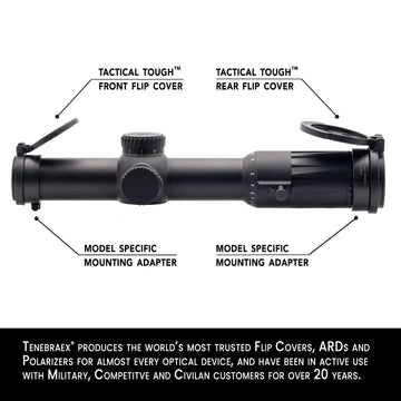 Tenebraex ocular flip-up cover made from durable thermoplastic withstands chemicals and abrasion.