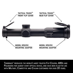 Tenebraex ocular flip-up cover made from durable thermoplastic withstands chemicals and abrasion.