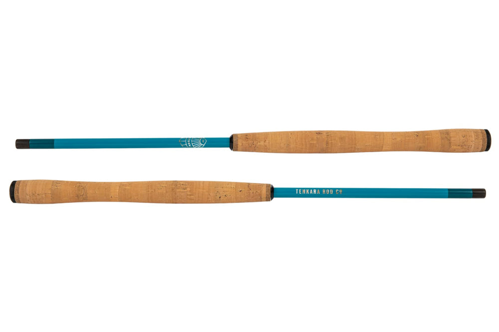 Complete Sierra rod kit components: rod tube, rod sock, furled line, wood line holder, tippet and flies