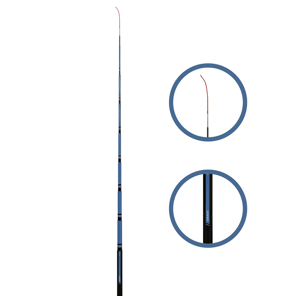Collapsed Amago rod shows 10 segments for compact transport