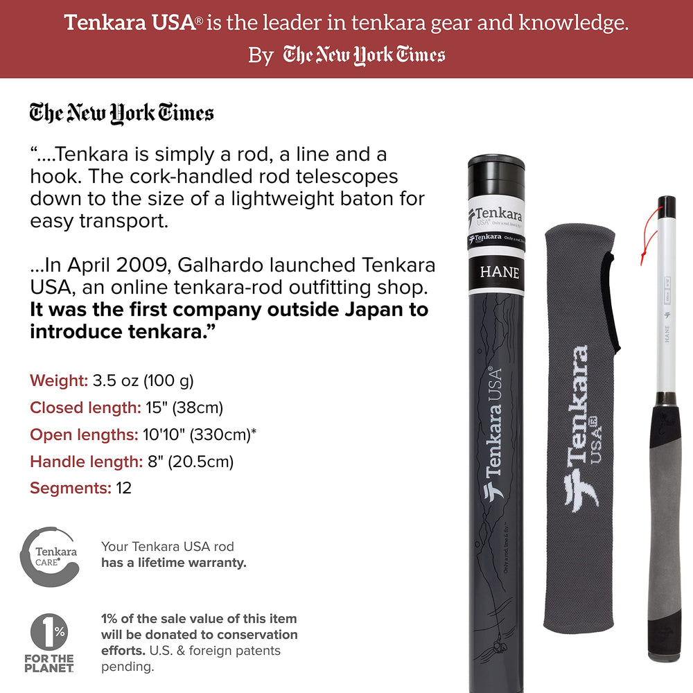Tenkara USA HANE rod extended to ten feet ten inches for mountain streams.