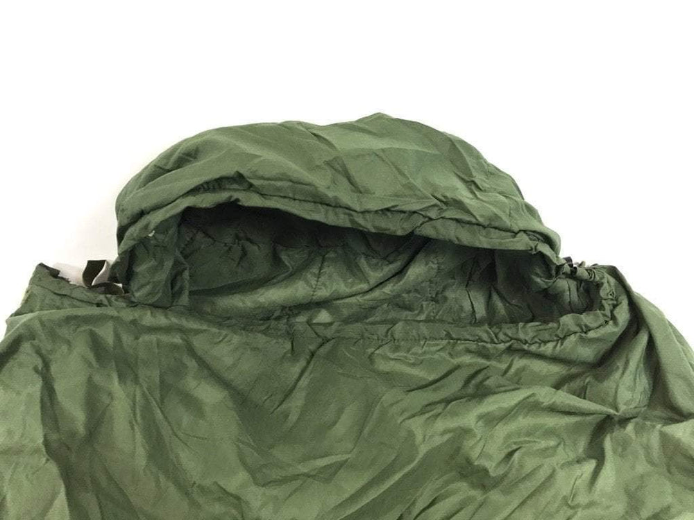Green Patrol sleeping bag with adjustable hood for added warmth
