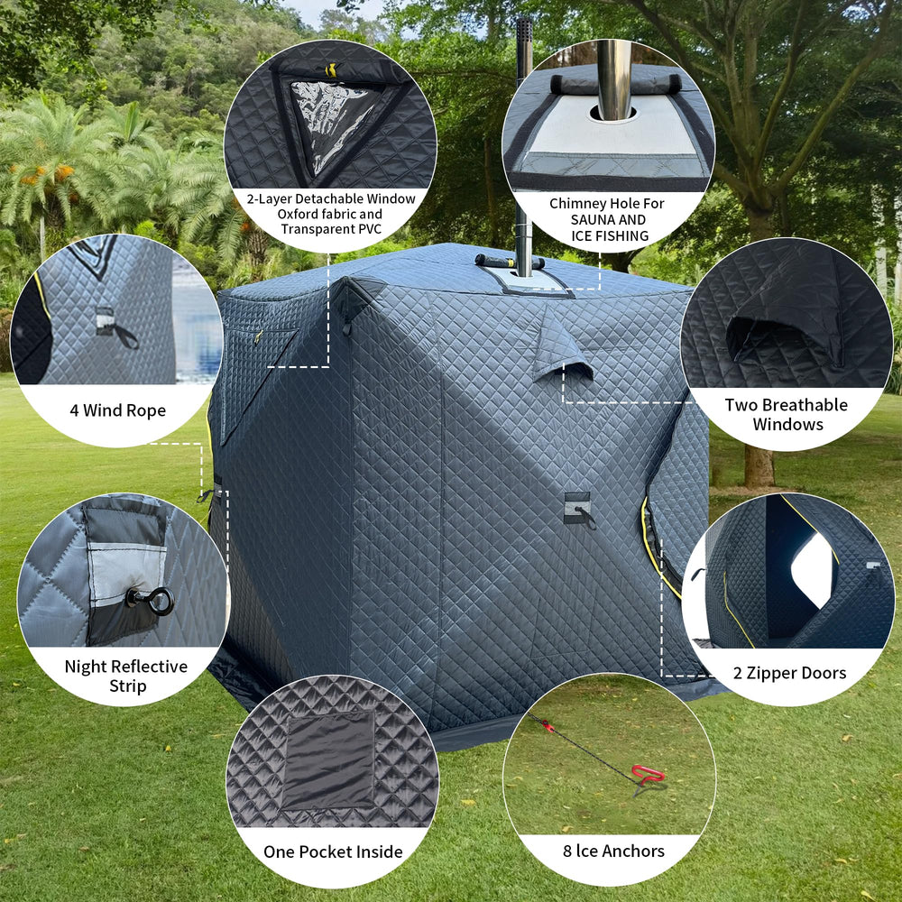 Shelter folded compactly for trunk storage