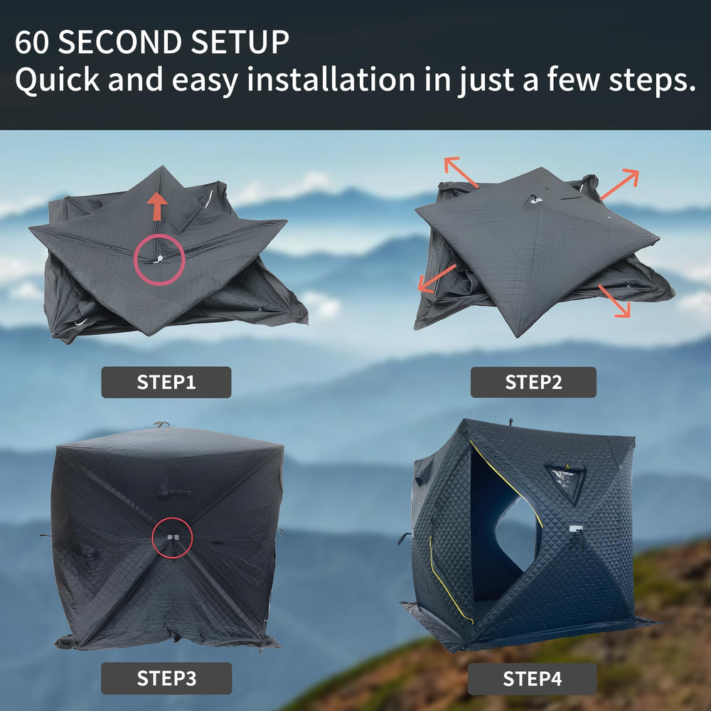 Carrying bag and rain cover included with shelter