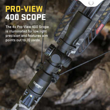 TenPoint 4x Pro-View 400 aiming points out to 70 yards for fast target acquisition.