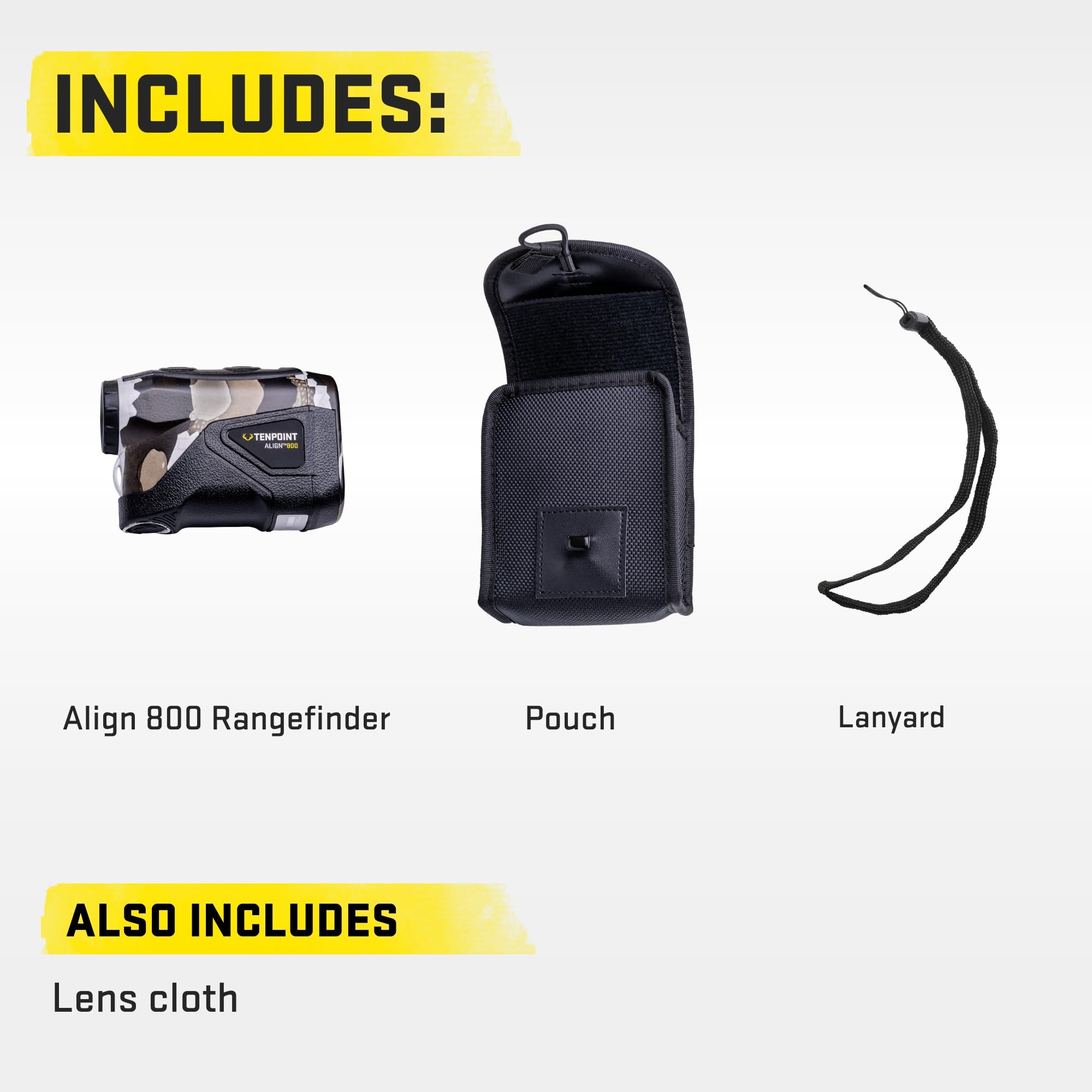 TenPoint Align 800 rangefinder in Vektra camo highlights rugged concealment.