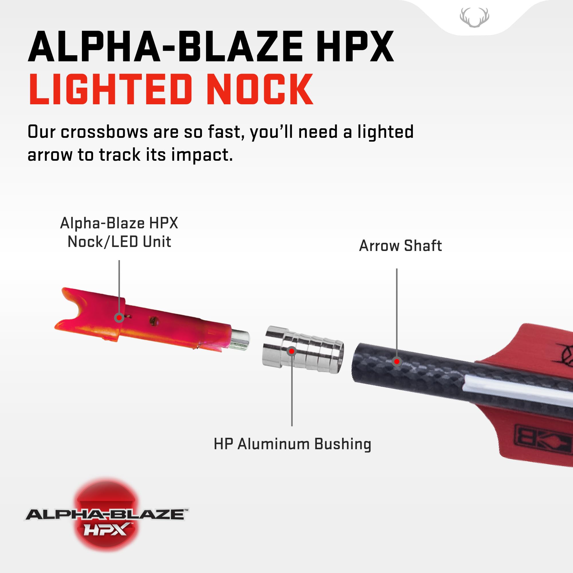 HPX lighted nock close-up showing LED activation on the arrow.