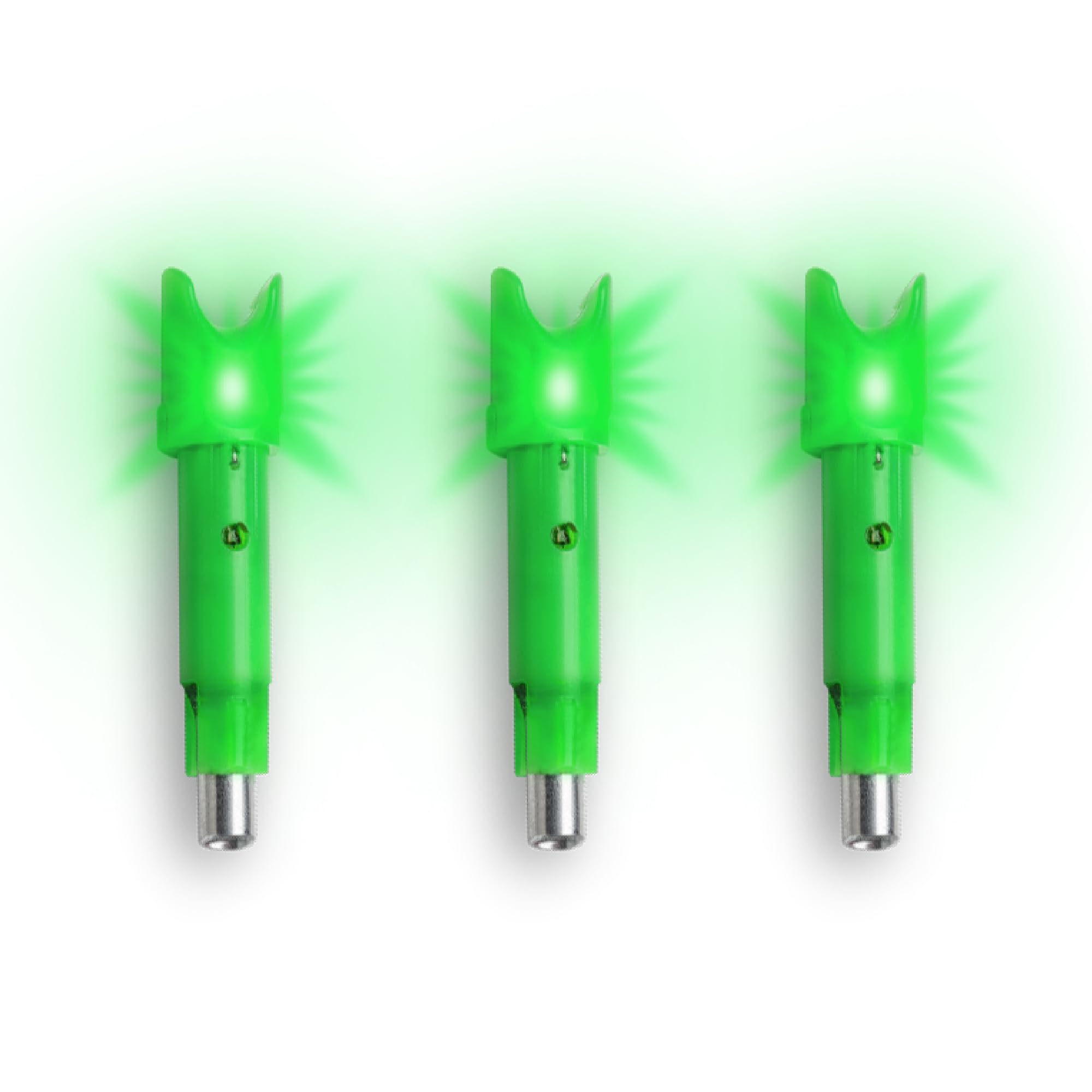 TenPoint Alpha-Blaze lighted nock on arrow improves tracking visibility.