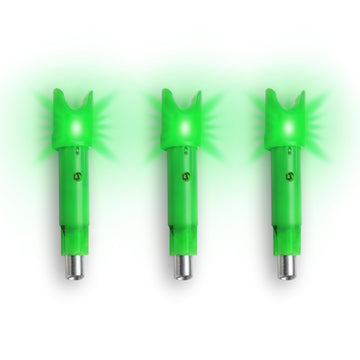 TenPoint Alpha-Blaze lighted nock on arrow improves tracking visibility.