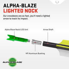 TenPoint Alpha-Blaze lighted nock glows for quick targeting in low light.