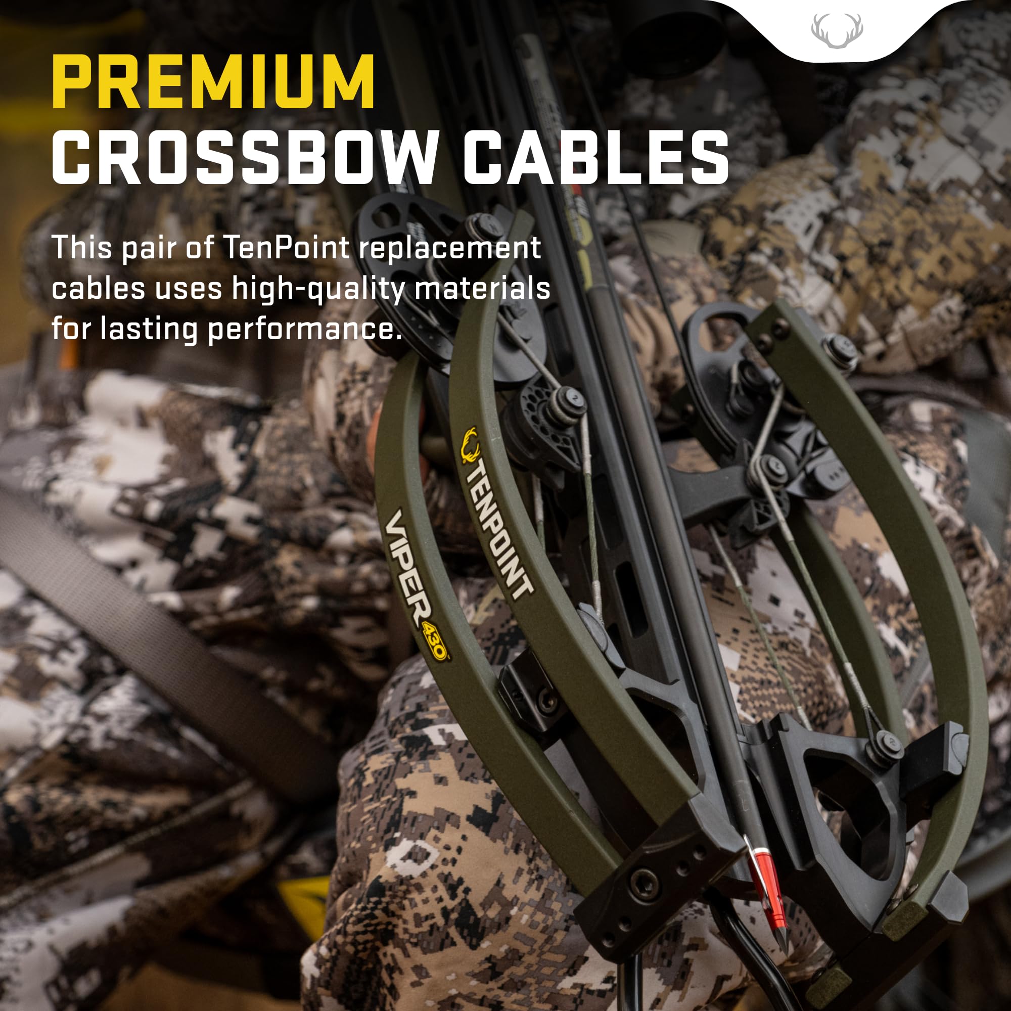 TenPoint crossbow cables close-up demonstrates replacement parts that support long-term maintenance and smoother operation.