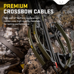 TenPoint crossbow cables close-up demonstrates replacement parts that support long-term maintenance and smoother operation.