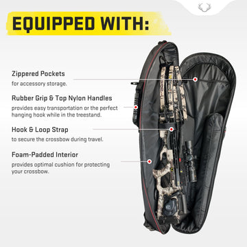 TenPoint narrow soft case exterior MOLLE straps support attaching gear.