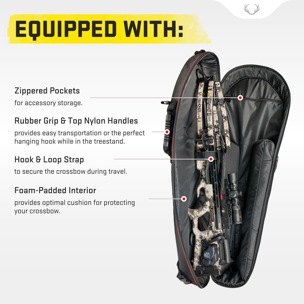 TenPoint narrow soft case exterior MOLLE straps support attaching gear.
