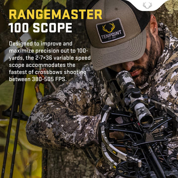 Close up of TenPoint RangeMaster 100 illuminated reticle for quick target acquisition