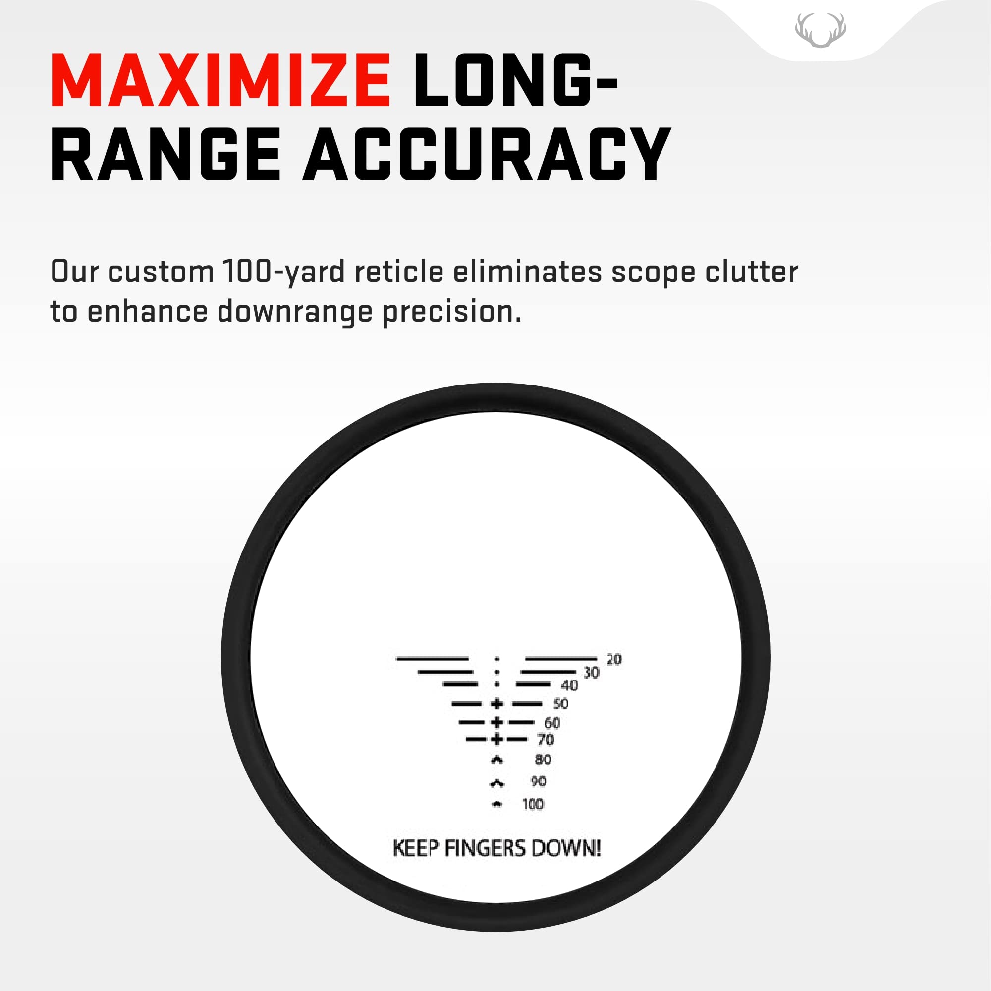 TenPoint Rangemaster 100 scope reticle shows calibrated yardage points.