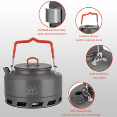 Tentock anodized aluminum kettle bottom heat exchanger boosts heating efficiency.