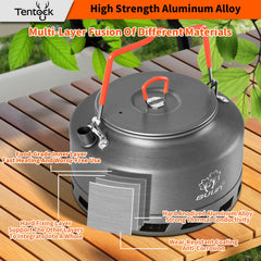 Tentock camping kettle heat-exchanger bottom shows efficient heating during camping.