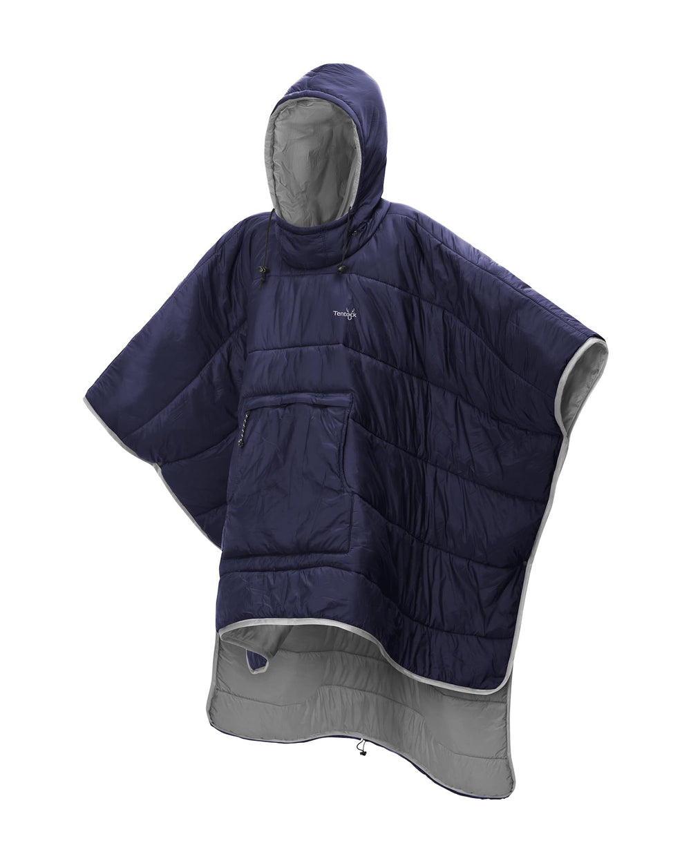 Tentock wearable blanket poncho hood in use, keeping you warm outdoors.