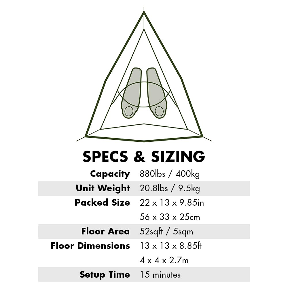 Tentsile Connect V3 floor area emphasizes 52 sq ft of space.