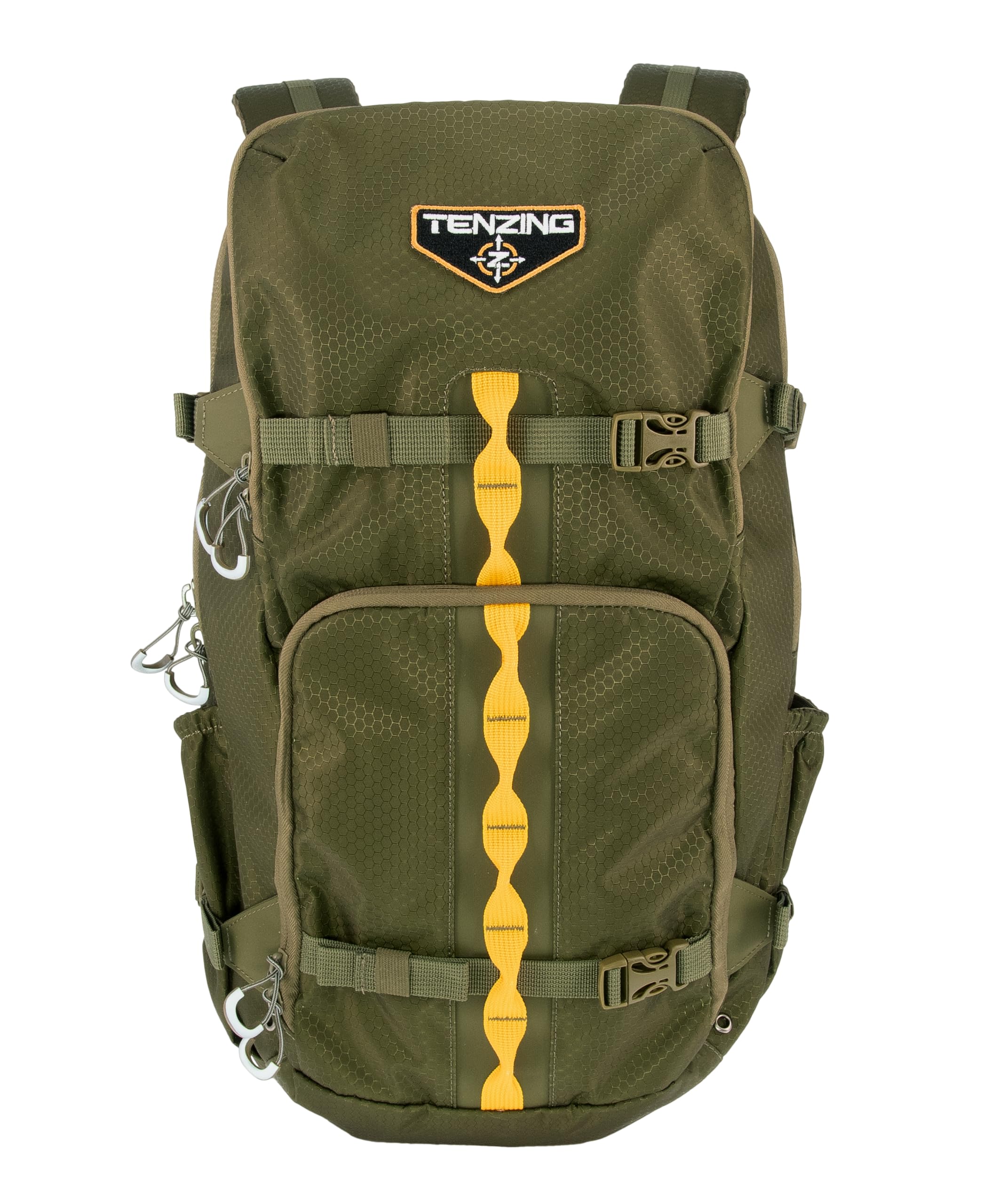 TENZING 1200 Whitetail Day Pack front view in olive green camouflage for stealthy hunts.