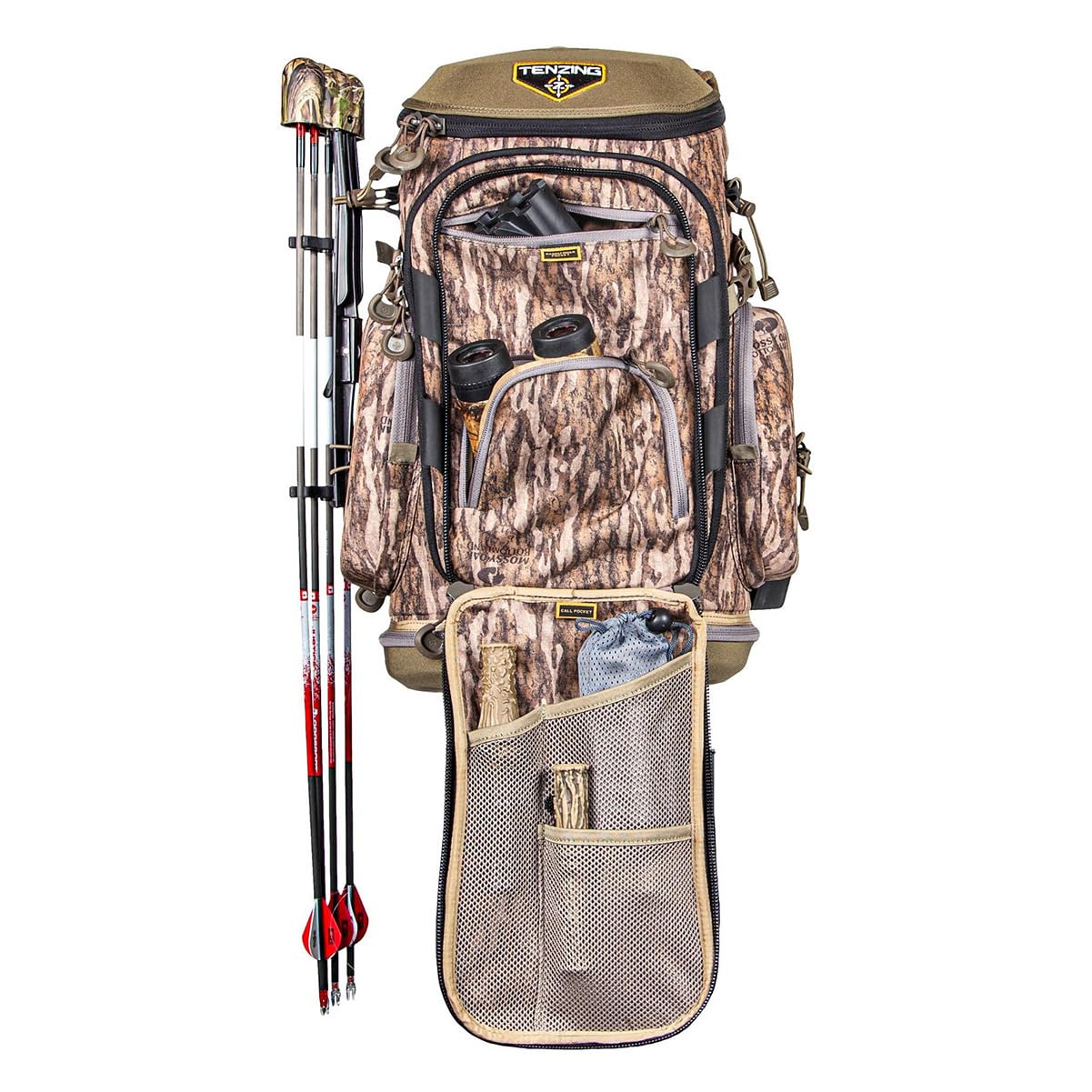 Tenzing Hangtime Day Pack fold-out bow carrier supports quick weapon access.
