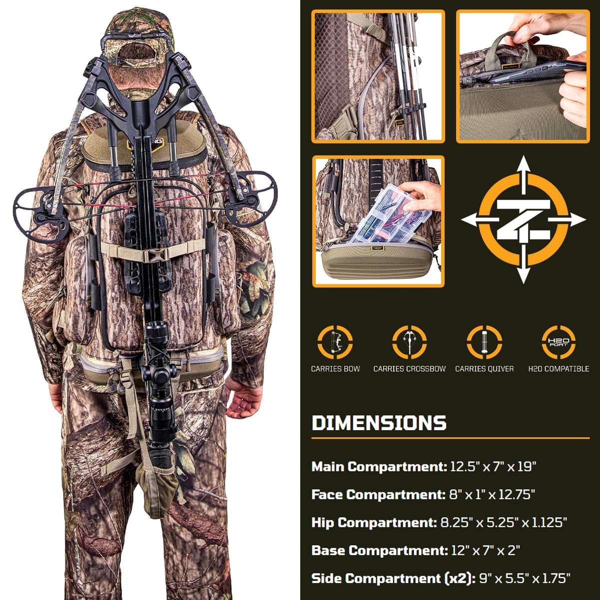 Mossy Oak Bottomland camouflage on Hangtime helps blend with treetops.