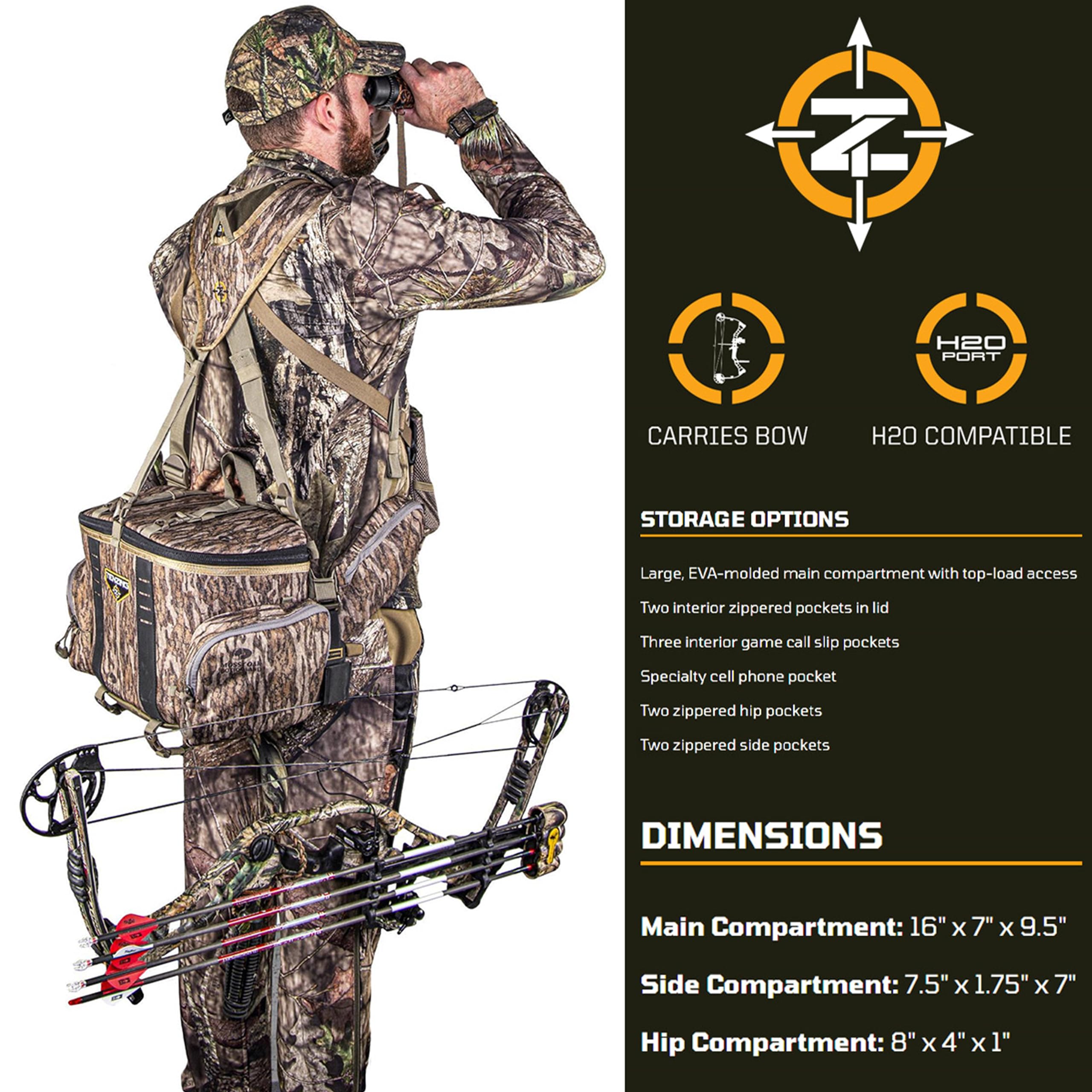 TENZING Hangtime lid pocket with zippered organization