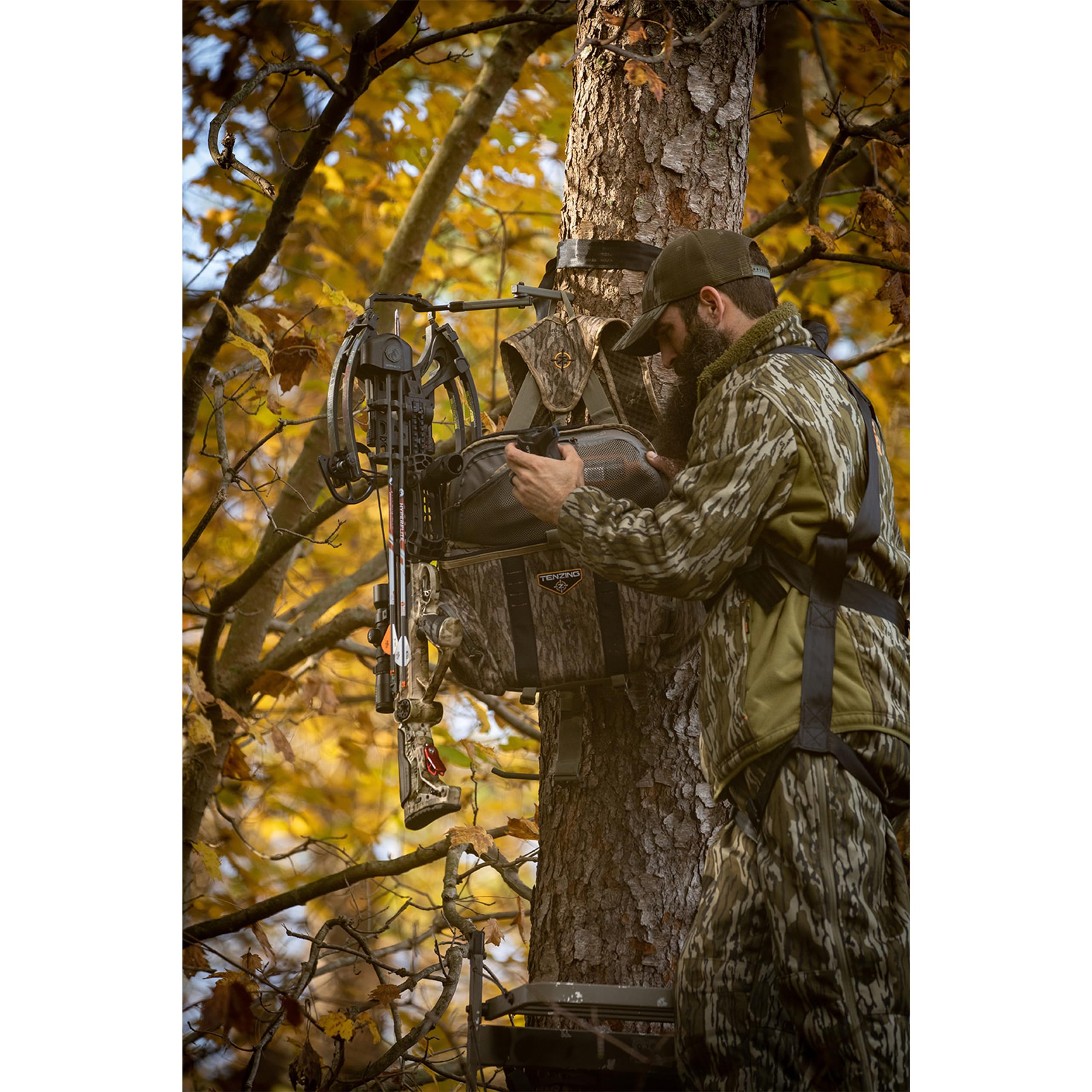 TENZING Hangtime MOLLE webbing and attachment points expand carrying capacity