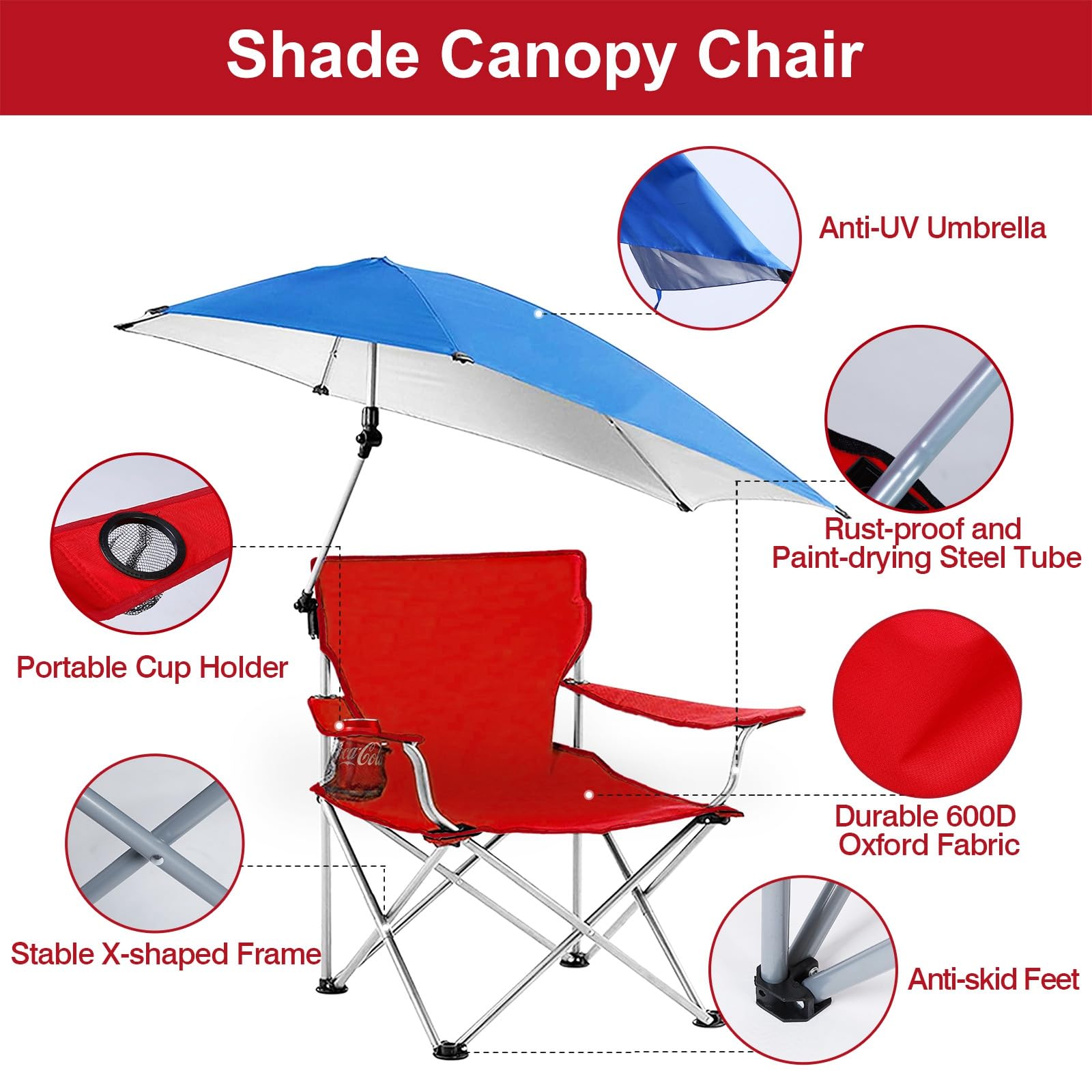 TeqHome Beach Chair 600D Oxford cloth top for longevity