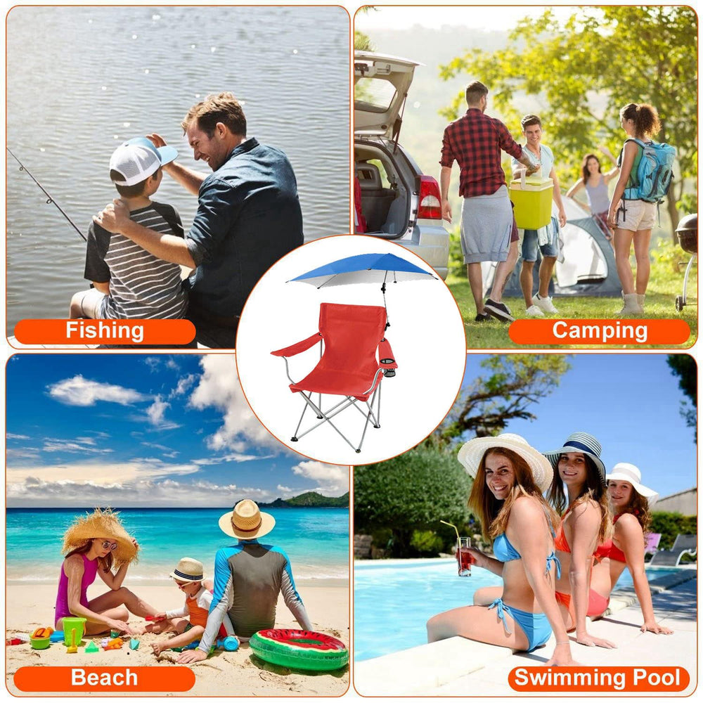 TeqHome Beach Chair built-in cup holder for quick drinks