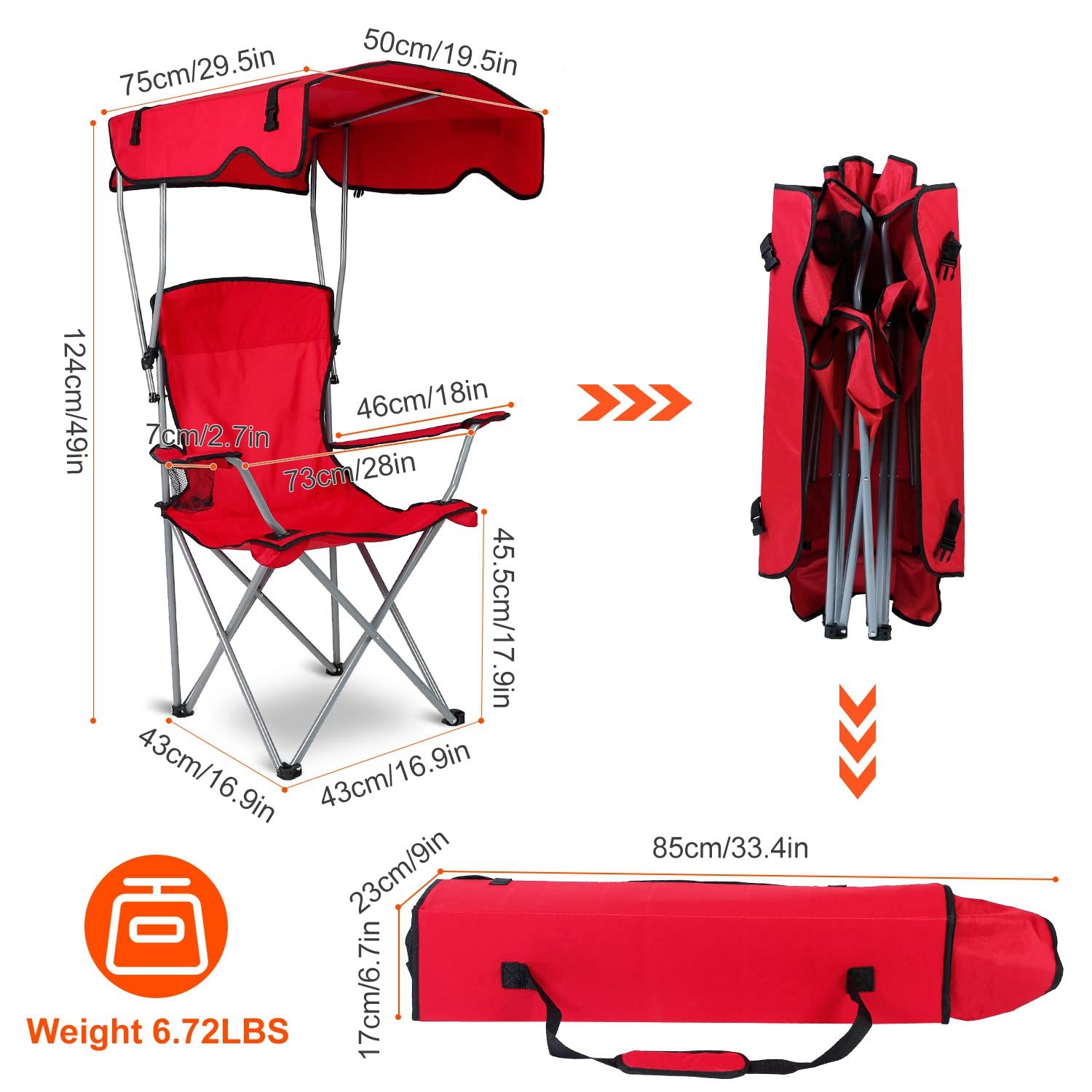 TeqHome camping chair with padded armrests for relaxed seating