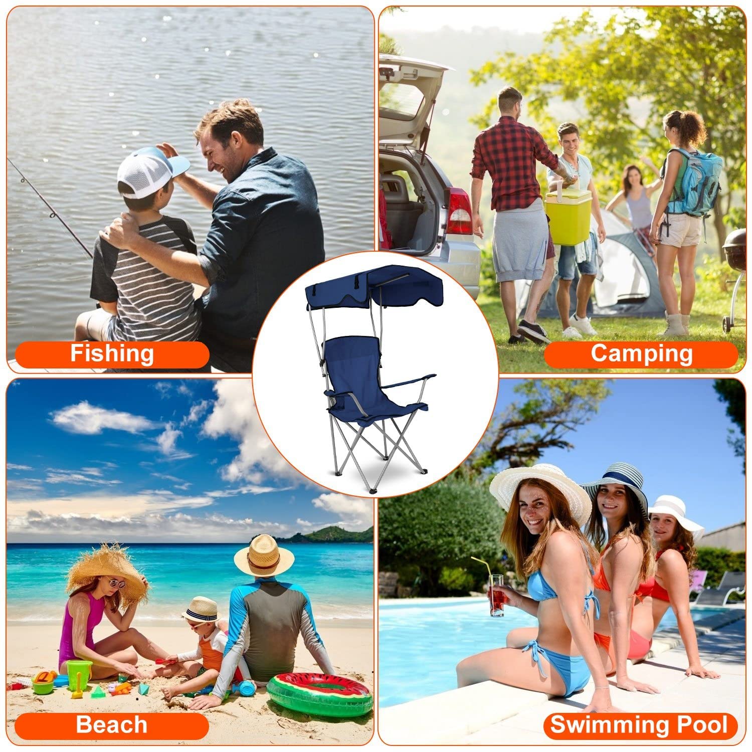 TeqHome chair with carry straps ready for travel and camping.